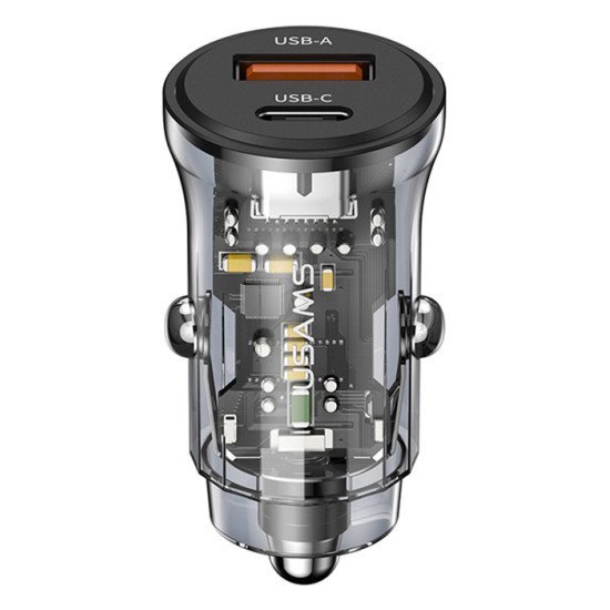 Usams Φορτιστής Αυτοκινήτου Us-Cc164, Usb & Usb-C, 30W, Μαύρος Usams Φορτιστής Αυτοκινήτου Us-Cc164, Usb & Usb-C, 30W, Μαύρος