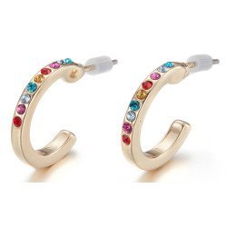 Roxxani Σκουλαρίκια Κρίκος Aie075-Cf Με Κυβική Ζιρκόνια, Χρυσό