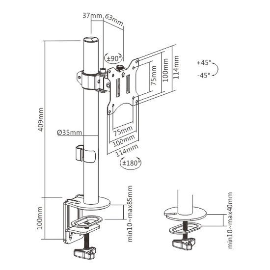 Brateck Βάση Γραφείου Ldt57-C01 Για Οθόνη 17"-32", Έως 9Kg Brateck Βάση Γραφείου Ldt57-C01 Για Οθόνη 17"-32", Έως 9Kg