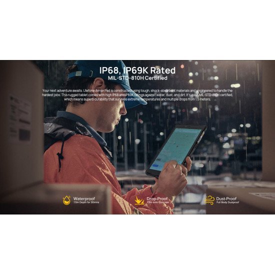 Ulefone Tablet Armor Pad, 8", 4/64Gb, 7650Mah, Ip68/Ip69K, 4G, Μαύρο Ulefone Tablet Armor Pad, 8", 4/64Gb, 7650Mah, Ip68/Ip69K, 4G, Μαύρο