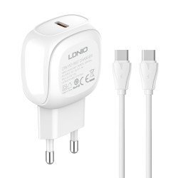 Ldnio Φορτιστής Τοίχου A1206C Με Καλώδιο Usb-C, 1X Usb-C, 27W Pd, Λευκός