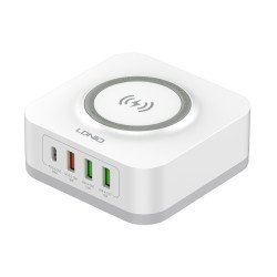 Ldnio Σταθμός Φόρτισης Aw004, Usb-C/3X Usb/Wireless, 32W, Pd/Qc, Λευκός