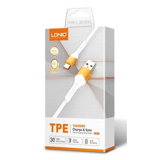 Ldnio Καλώδιο Lightning Σε Usb Ls801, 30W, 1M, Μπλε Ldnio Καλώδιο Lightning Σε Usb Ls801, 30W, 1M, Μπλε