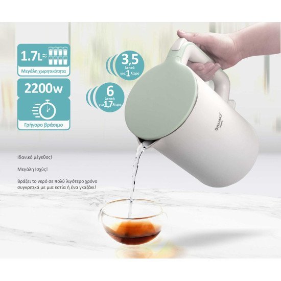Bruno Βραστήρας Brn-0140 Με Διπλό Τοίχωμα, 1.7L, Strix, 2200W, Λευκός Bruno Βραστήρας Brn-0140 Με Διπλό Τοίχωμα, 1.7L, Strix, 2200W, Λευκός