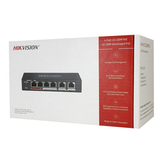 Hikvision Unmanaged Switch Ds-3E0106P-E/M, 4X Poe Ports, 35W, 100Mbps