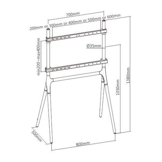 Brateck Βάση Δαπέδου Fs12-46F-01 Για Τηλεόραση 49-70", Έως 40Kg