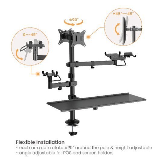 Brateck Βάση Γραφείου Pmm-02Ld Για 2X Οθόνες 17"-32"/Pos/Πληκτρολόγιο