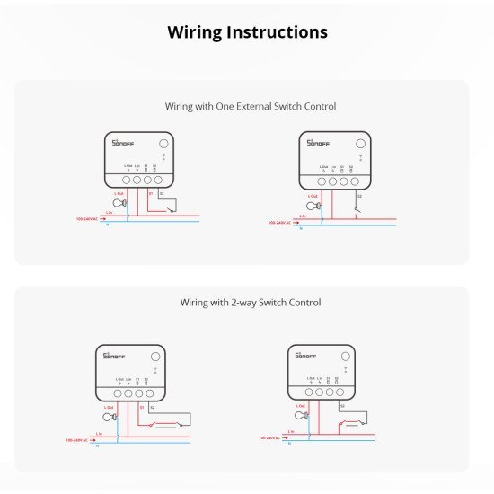 Sonoff Smart Διακόπτης Zbmini-L2, 1-Gang, Zigbee 3.0, Λευκός