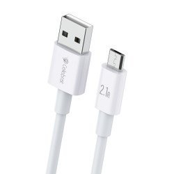 Celebrat Καλώδιο Micro Usb Σε Usb Cb-24M, 2.1A, 1.2M, Λευκό