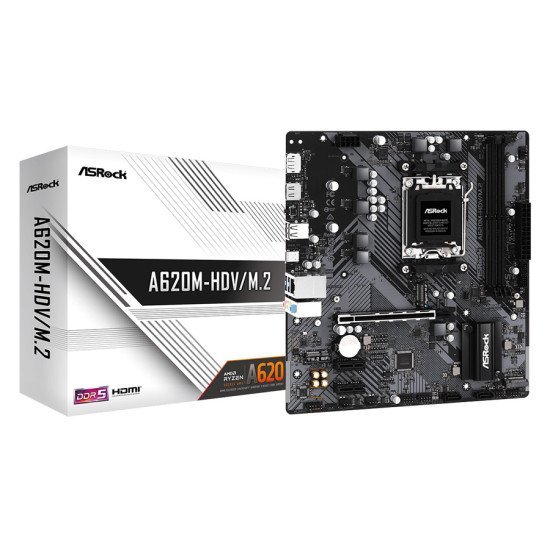 Asrock Μητρική A620M-Hdv/M.2, 2X Ddr5, Am5, Usb 3.2, Matx