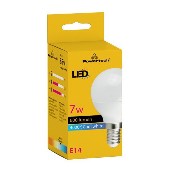 Powertech Led Λάμπα Mini Globe E14-010, 7W, 4000K, E14, 600Lm