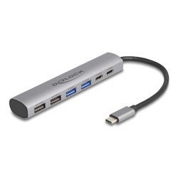 Delock Usb-C Hub 64232, 4X Usb/2X Usb-C Θύρες, 10Gbps, Γκρι