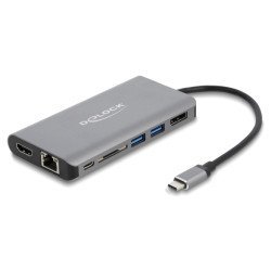 Delock Docking Station 87683, 7 Θυρών, Usb-C Σύνδεση, 100W Pd, 4K, Γκρι