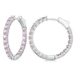 Bamoer Σκουλαρίκια Κρίκος Yie138-Pk Με Κυβική Ζιρκόνια, Ασήμι 925, Ασημί