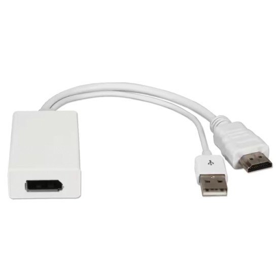 Powertech Αντάπτορας Hdmi Σε Displayport Cab-H162, Usb, 4K, Λευκός Powertech Αντάπτορας Hdmi Σε Displayport Cab-H162, Usb, 4K, Λευκός