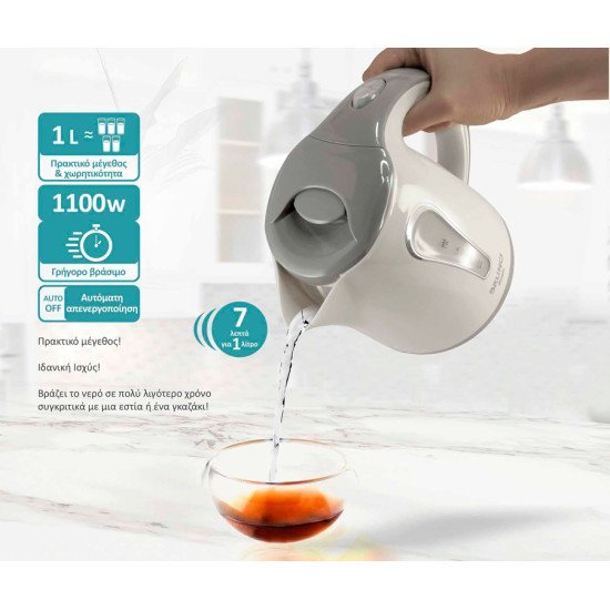 Bruno Βραστήρας Νερού Brn-0141, 1L, 1100W, Λευκό-Γκρι Bruno Βραστήρας Νερού Brn-0141, 1L, 1100W, Λευκό-Γκρι