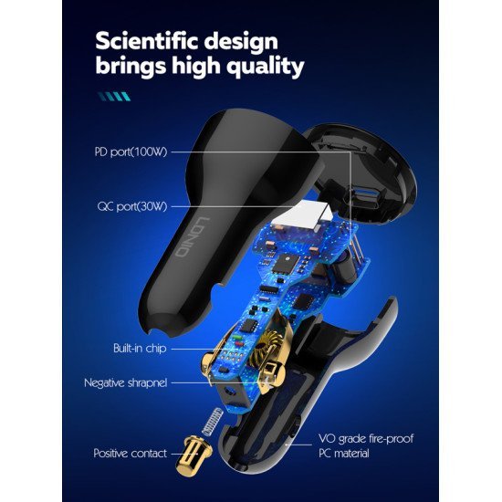 Ldnio Φορτιστής Αυτοκινήτου C101 Με Καλώδιο, Usb/Usb-C, 100W Pd, Μαύρος Ldnio Φορτιστής Αυτοκινήτου C101 Με Καλώδιο, Usb/Usb-C, 100W Pd, Μαύρος