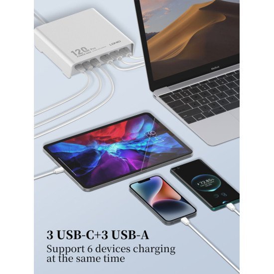 Ldnio Σταθμός Φόρτισης Q605, 3X Usb-C & 3X Usb, 120W, Pd/Qc, Μαύρος Ldnio Σταθμός Φόρτισης Q605, 3X Usb-C & 3X Usb, 120W, Pd/Qc, Μαύρος