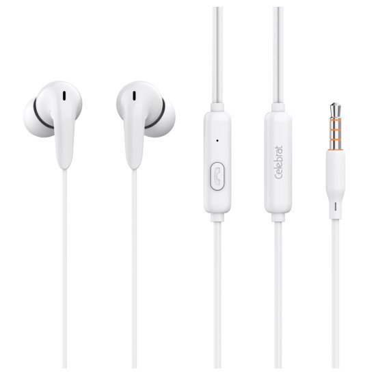 Celebrat Earphones Με Μικρόφωνο G26, 3.5Mm, 1.2M, Λευκά Celebrat Earphones Με Μικρόφωνο G26, 3.5Mm, 1.2M, Λευκά