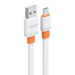 Celebrat Καλώδιο Micro Usb Σε Usb Cb-33M, Flat, 2.1A, 1M, Λευκό