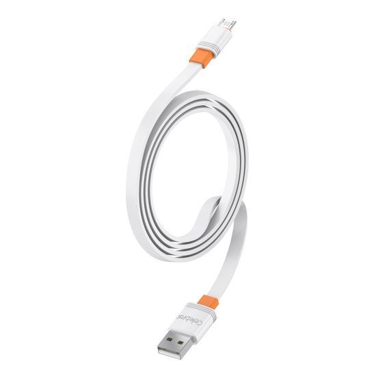 Celebrat Καλώδιο Micro Usb Σε Usb Cb-33M, Flat, 2.1A, 1M, Λευκό Celebrat Καλώδιο Micro Usb Σε Usb Cb-33M, Flat, 2.1A, 1M, Λευκό