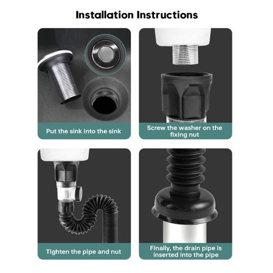 Εύκαμπτο Σιφώνι Νιπτήρα Huh-0139, Μπάνιου/Κουζίνας, Φ32Mm, Λευκό