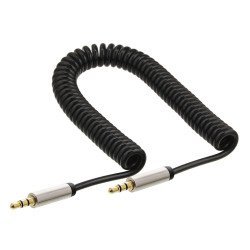 Powertech Καλώδιο Ήχου 3.5Mm Cab-J057, Spiral, Gold Plated, 1.8M, Μαύρο