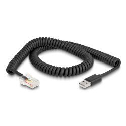 Delock Καλώδιο Usb Σε Rj50 90602 Για Barcode Scanner, Spiral, 2M, Μαύρο
