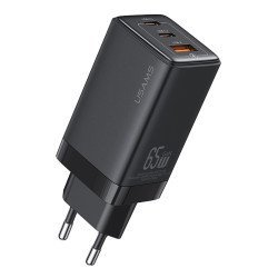 Usams Φορτιστής Τοίχου Us-Cc180, Usb & 2X Usb-C, 65W Pd, Gan, Μαύρος