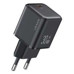 Usams Φορτιστής Τοίχου Us-Cc186, Usb-C Θύρα Εξόδου, 30W Pd, Μαύρος