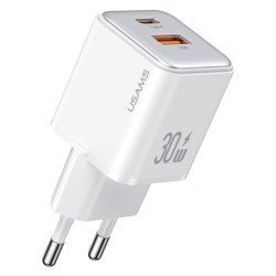 Usams Φορτιστής Τοίχου Us-Cc189, Usb & Usb-C, 30W Pd, Λευκός