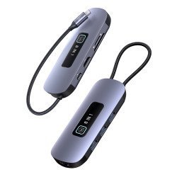 Usams Docking Station Us-Sj643, 8 Θυρών, Usb-C, 4K, 100W Pd, Lan, Γκρι