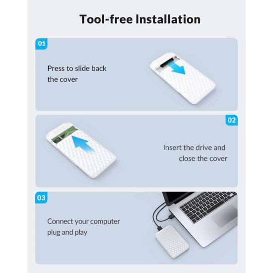 Orico Εξωτερική Θήκη Για 2.5" Hdd/Ssd 2520U3-V1 Έως 4Tb, 5Gbps, Λευκή