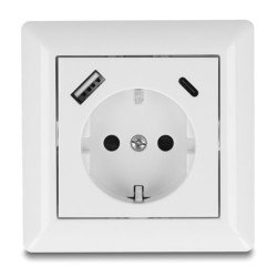 Delock Πρίζα Τοίχου 11499 Με Θύρες Φόρτισης Usb & Usb-C, 18W Pd, Λευκή