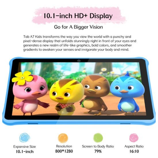 Blackview Tablet Tab A7 Kids, 10.1", 3/64Gb, Android 12, 6580Mah, Ροζ