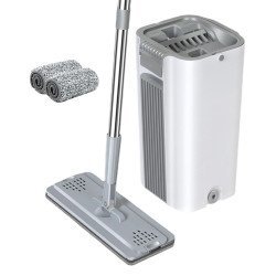 Σετ Κουβάς & Παρκετέζα Με Μικροΐνες Cln-0055, 21X21X38Cm, Λευκό