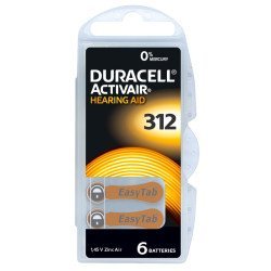 Duracell Μπαταρίες Ακουστικών Βαρηκοΐας Activair 312, 1.45V, 6Τμχ