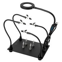 Kaisi Βάση Πλακέτας Pcb Te-808 Με Μεγεθυντικό Φακό & Βραχίονες, Μαύρη