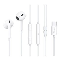 Celebrat Earphones Με Μικρόφωνο E400, Usb-C, 1.2M, Λευκά
