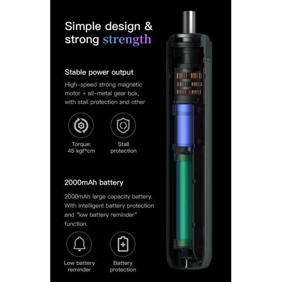 Kingsdun Σετ Ηλεκτρικό Κατσαβίδι Ks-882042 Με Led Φακό, 2000Mah, 35 Σε 1