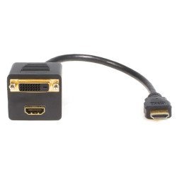 Powertech Αντάπτορας Hdmi Σε Hdmi & Dvi Cab-H168, 4K/30Hz, 30Cm, Μαύρος