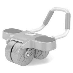 Ρόδα Κοιλιακών Gym-0026 Με Ματ & Χρονόμετρο, Αντιολισθητικές Λαβές, Γκρι