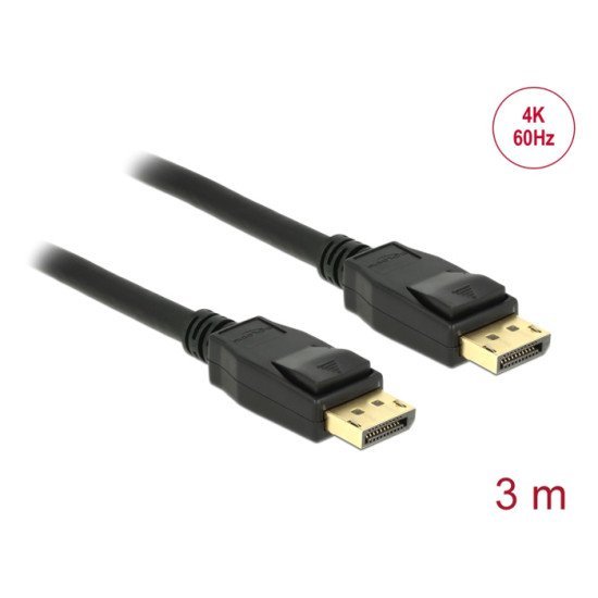 Delock Καλώδιο Displayport 1.2 83807, 4K/60Hz, 21.6 Gbps, 3M, Μαύρο Delock Καλώδιο Displayport 1.2 83807, 4K/60Hz, 21.6 Gbps, 3M, Μαύρο
