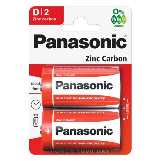 Panasonic Μπαταρίες Zinc Carbon, D/R20, 1.5V, 2Τμχ