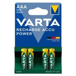 Varta Επαναφορτιζόμενες Μπαταρίες Λιθίου, Aaa, 550Mah, 1.2V, 4Τμχ