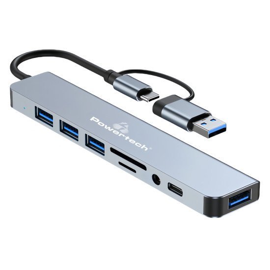 Powertech Docking Station Ptr-0151, 8 Θυρών, Usb & Usb-C Σύνδεση, Γκρι Powertech Docking Station Ptr-0151, 8 Θυρών, Usb & Usb-C Σύνδεση, Γκρι