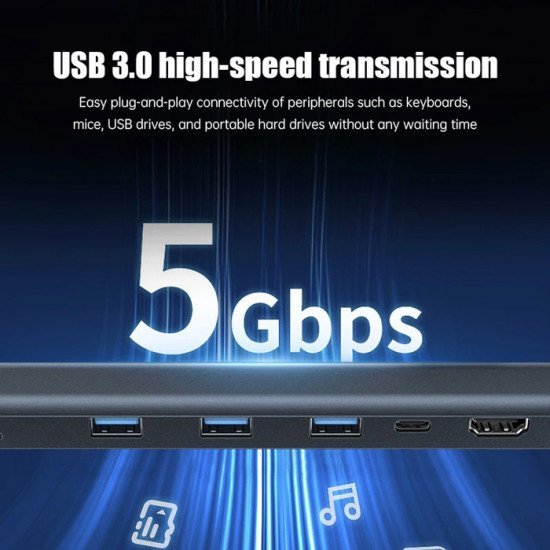 Powertech Docking Station Ptr-0152, 10 Θυρών, Βάση Laptop, Usb-C, Γκρι Powertech Docking Station Ptr-0152, 10 Θυρών, Βάση Laptop, Usb-C, Γκρι