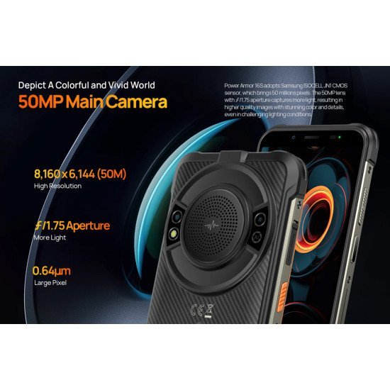 Ulefone Smartphone Power Armor 16S, 5.93", Ηχείο 3.5W, 8/128Gb, Μαύρο