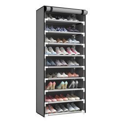 Home Use Υφασμάτινη Παπουτσοθήκη Huh-0182 Με 9 Ράφια, 57X28X160Cm, Γκρι