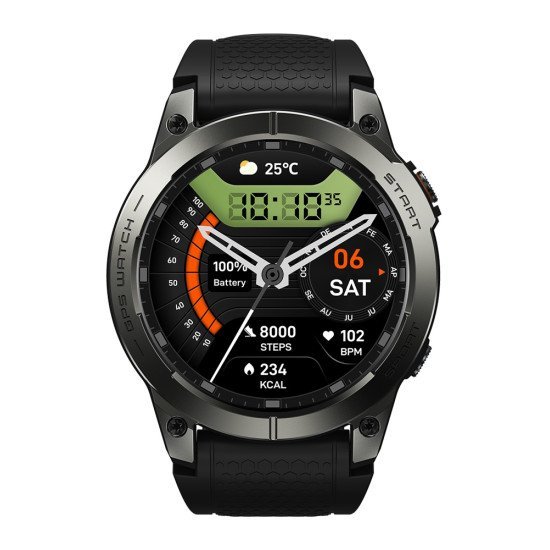 Zeblaze Smartwatch Stratos 3 Pro, Heart Rate, 1.43" Amoled, Gps, Μαύρο